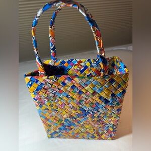 Colorful Rare Vintage Candy and Gum Wrapper Handbag 9.5”H 8.5”W 3.5”D